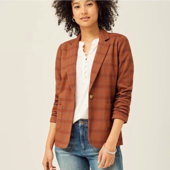 J. Jill Jackets & Blazers - J.Jill Mendocino Plaid Blazer in Auburn